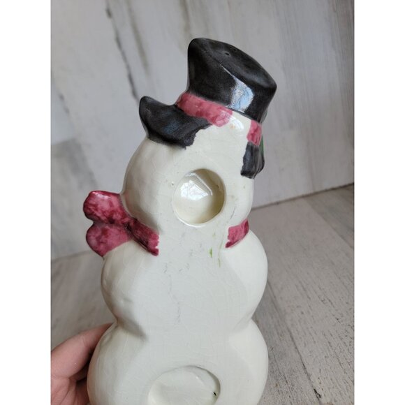 Vintage snowman ceramic? dish trinket tray Xmas home decor unique top hat - Picture 7 of 7